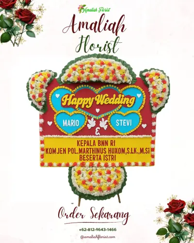 Karangan Papan Bunga Pernikahan di Priuk